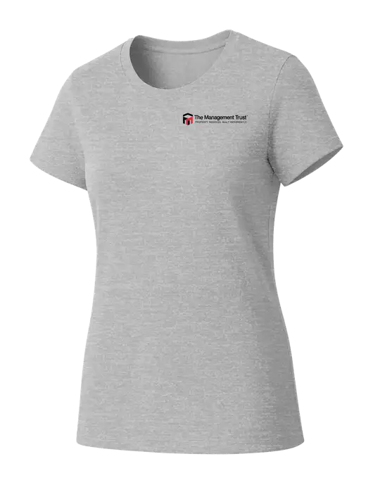 Womens Seriously Soft Light Heathered Grey T-Shirt w/The Management Trust Logo