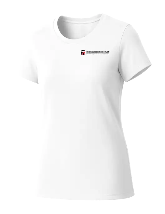 Womens Seriously Soft White T-Shirt w/The Management Trust Logo