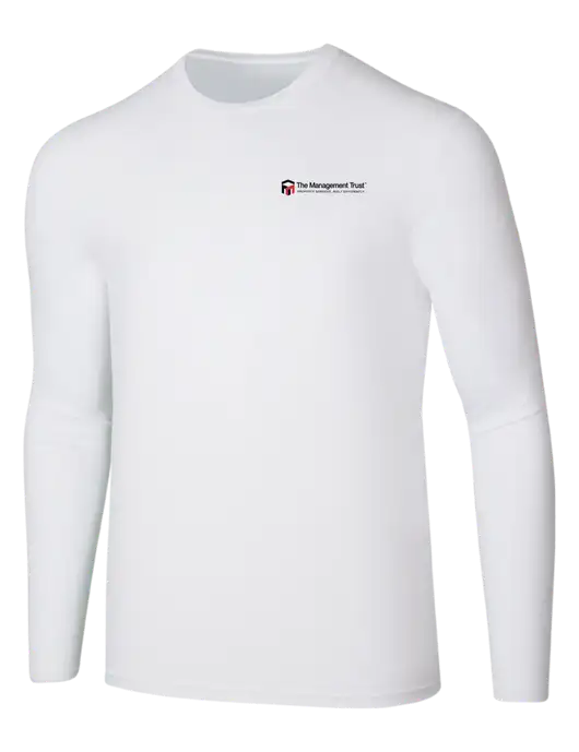 Seriously Soft White Long Sleeve T-Shirt w/The Management Trust Logo