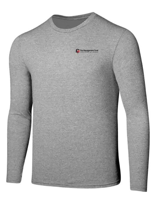 Seriously Soft Light Heathered Grey Long Sleeve T-Shirt w/The Management Trust Logo