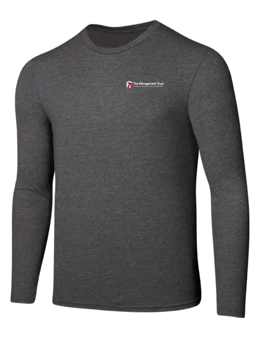 Seriously Soft Heathered Charcoal Long Sleeve T-Shirt w/The Management Trust Logo