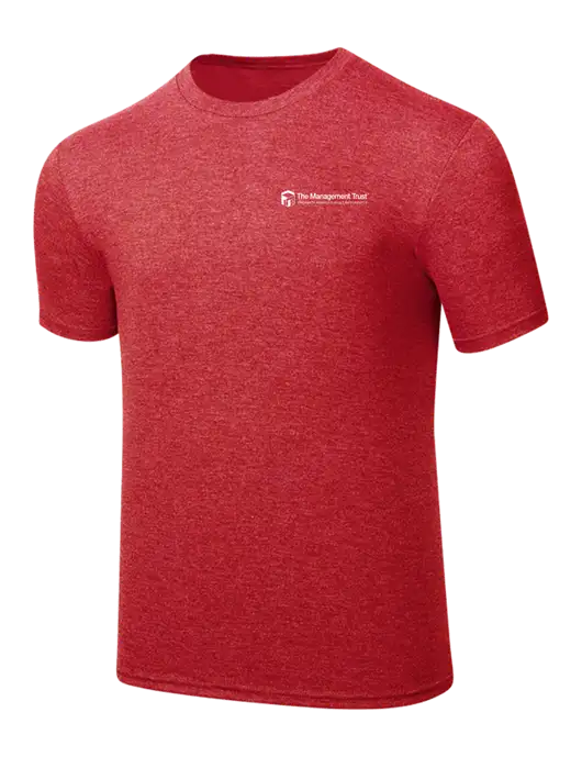 Simply Soft Red Frost 4.5oz  Poly/Combed Ring Spun Cotton T-Shirt w/The Management Trust Logo
