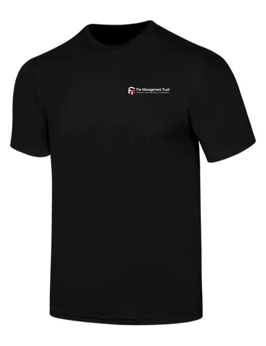 Simply Soft Black 4.5oz  Poly/Combed Ring Spun Cotton T-Shirt w/The Management Trust Logo