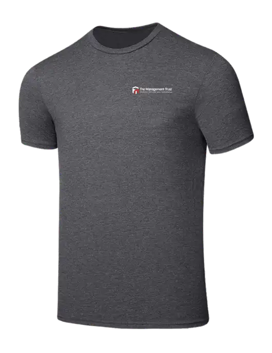 Seriously Soft Heathered Charcoal T-Shirt w/The Management Trust Logo