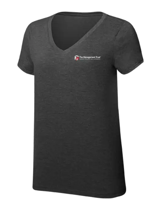 Womens Simply Soft V-Neck Black Frost 4.5oz  Poly/Combed Ring Spun Cotton T-Shirt w/The Management Trust Logo