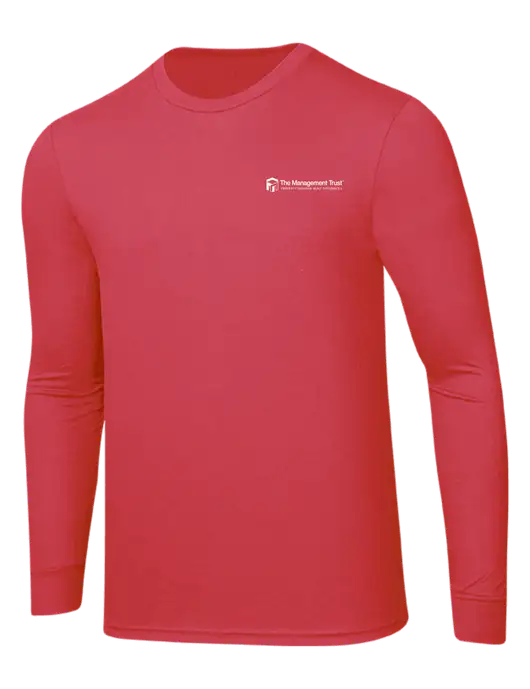 Simply Soft Long Sleeve Red Frost 4.5 oz, Poly/Combed Ring Spun Cotton T-Shirt w/The Management Trust Logo