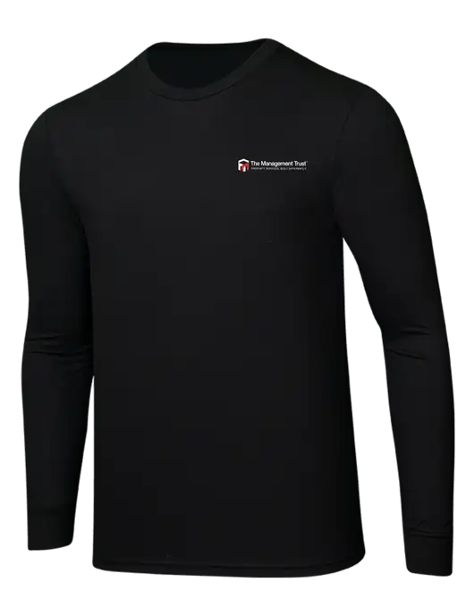 Simply Soft Long Sleeve Black 4.5 oz, Poly/Combed Ring Spun Cotton T-Shirt w/The Management Trust Logo