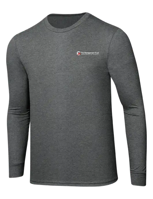 Simply Soft Long Sleeve Medium Grey Frost 4.5 oz, Poly/Combed Ring Spun Cotton T-Shirt w/The Management Trust Logo