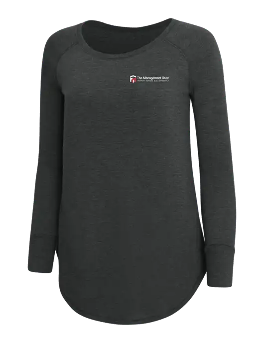 Womens Perfect Wide Collar Tunic Tri-Blend Black Frost 4.5 oz T-Shirt w/The Management Trust Logo