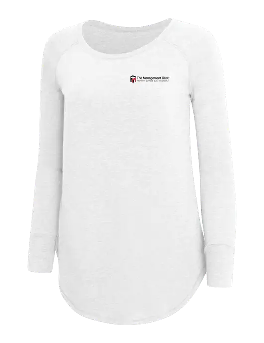 Womens Perfect Wide Collar Tunic Tri-Blend White 4.5 oz T-Shirt w/The Management Trust Logo