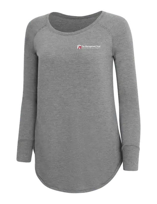 Womens Perfect Wide Collar Tunic Tri-Blend Grey Frost 4.5 oz T-Shirt w/The Management Trust Logo