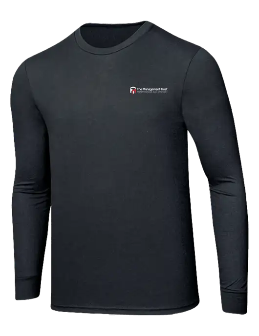 Simply Soft Long Sleeve Black Frost 4.5 oz, Poly/Combed Ring Spun Cotton T-Shirt w/The Management Trust Logo