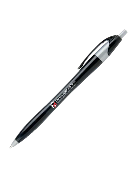Novella Black/Silver Corporate Pen - Blue Ink w/The Management Trust Logo
