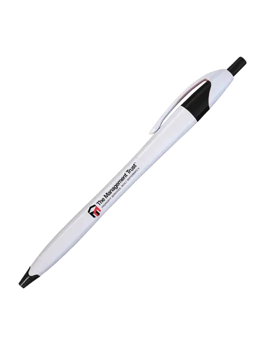 Novella White/Black Classic Pen - Blue Ink w/The Management Trust Logo