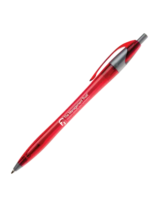Novella Translucent Red/Silver Jewel Pen - Blue Ink w/The Management Trust Logo