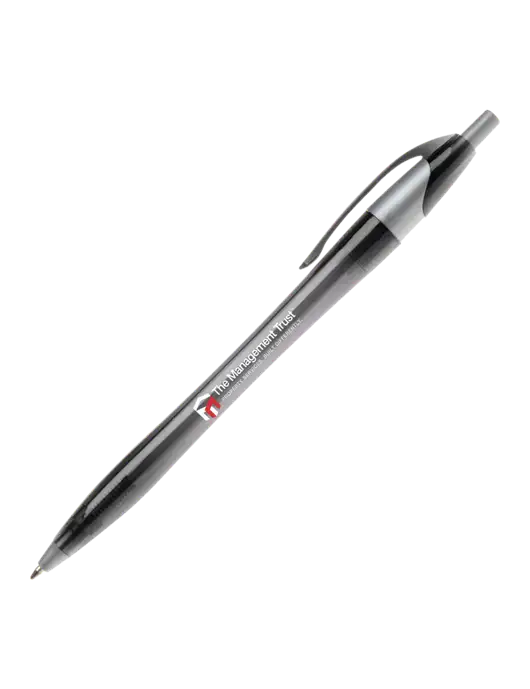 Novella Translucent Black/Silver Jewel Pen - Blue Ink w/The Management Trust Logo