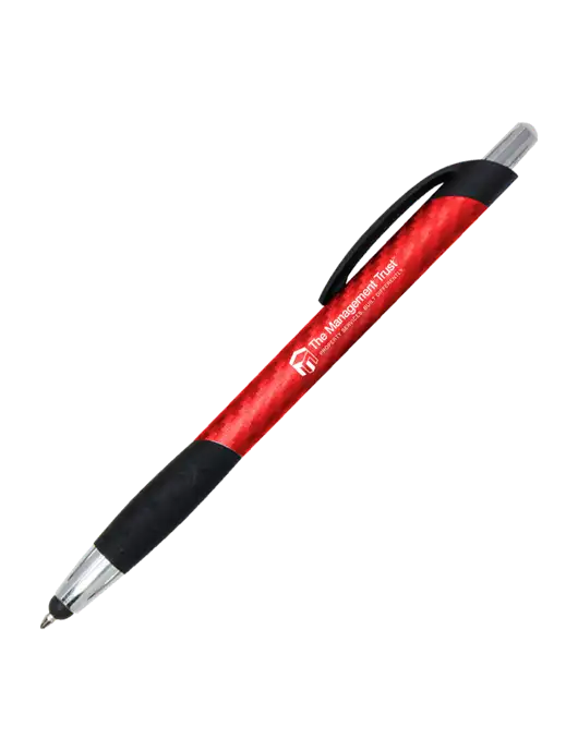 Sunray Red Stylus Pen - Black Ink w/The Management Trust Logo