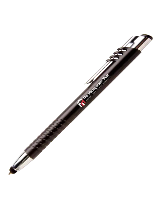 Schirhart Black Stylus Pen - Blue Ink w/The Management Trust Logo