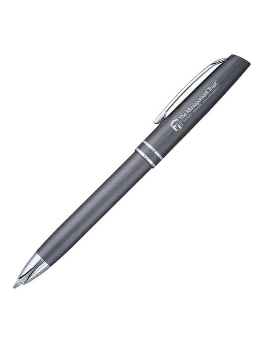 Gunmetal Anguilla Black Ink Pen w/The Management Trust Logo
