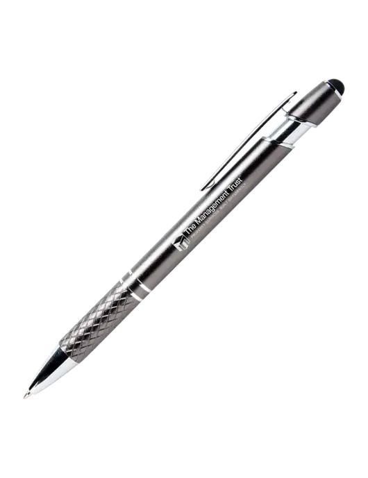 Valencia Gunmetal Stylus Pen - Black Ink w/The Management Trust Logo