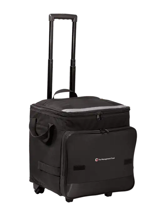 Black Rolling Cooler w/The Management Trust Logo