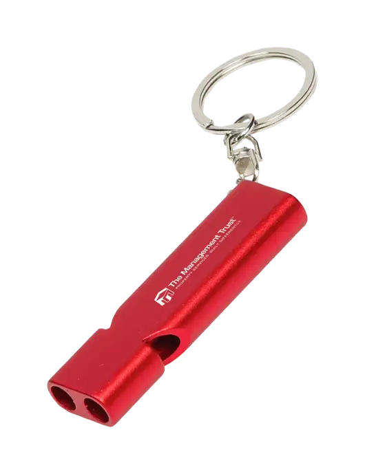 Quick Alert Red Safety Whistle w/The Management Trust Logo