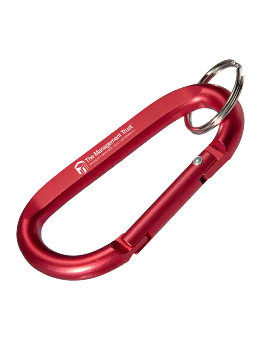 Red Carabiner & Key Ring w/The Management Trust Logo