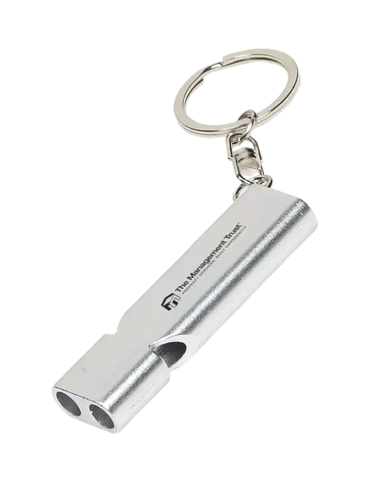 Quick Alert Silver Safety Whistle w/The Management Trust Logo