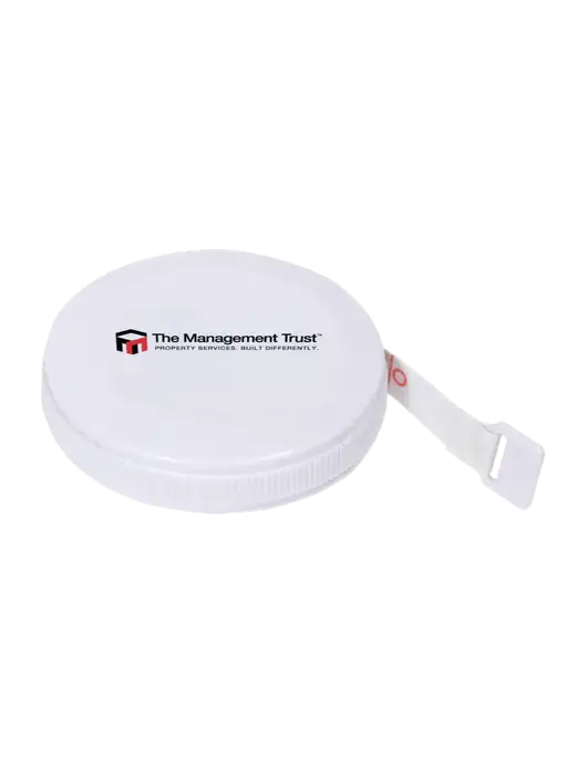 White Round Tape Measure w/The Management Trust Logo