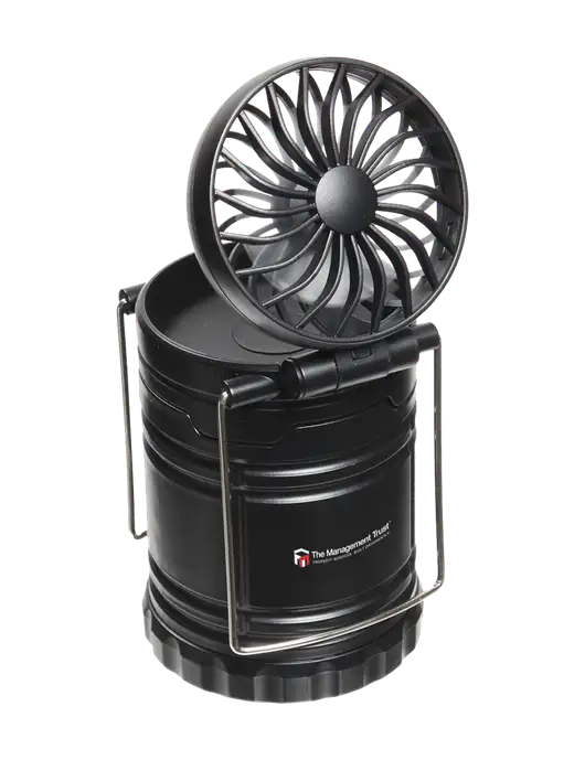 Black Retro Lantern with Fan w/The Management Trust Logo