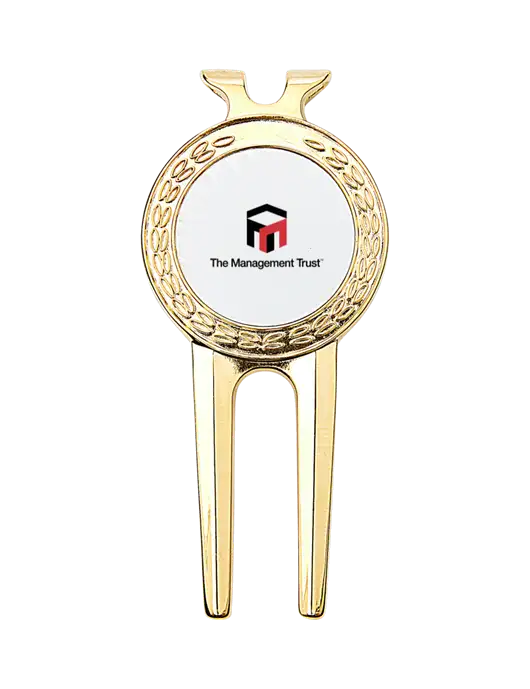 Gold Divot Tool, 1.5 x 3 w/The Management Trust Logo