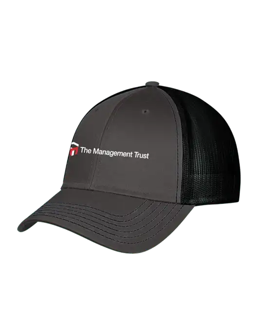Charcoal & Black Mesh Trucker Cap Snap Back w/The Management Trust Logo