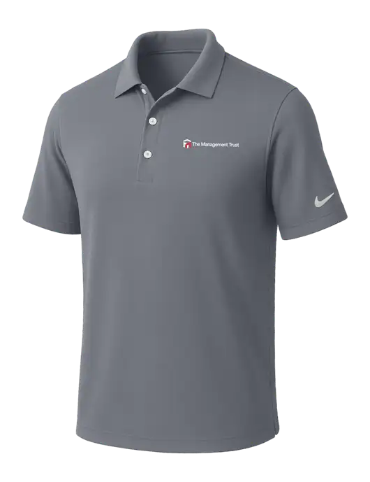 NIKE Medium Grey Dri-Fit Micro Pique Polo w/The Management Trust Logo