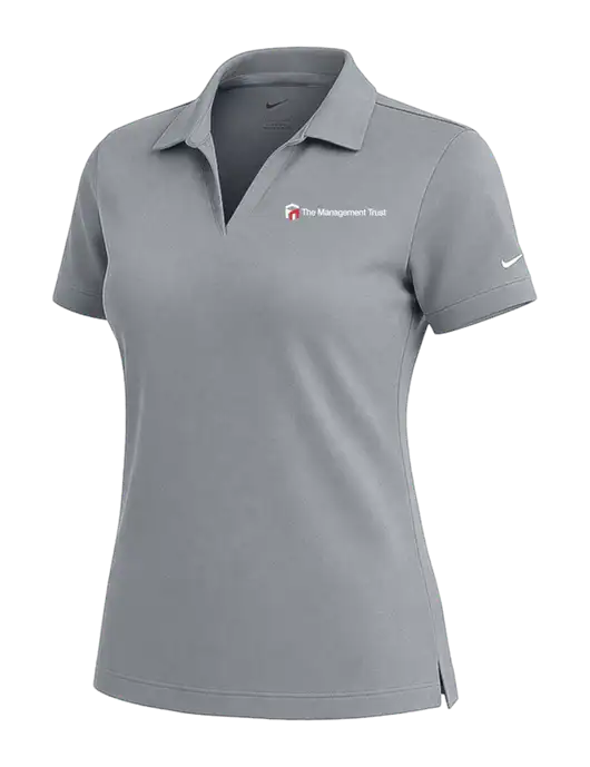 NIKE Medium Grey Womens Dri-Fit Micro Pique Polo w/The Management Trust Logo