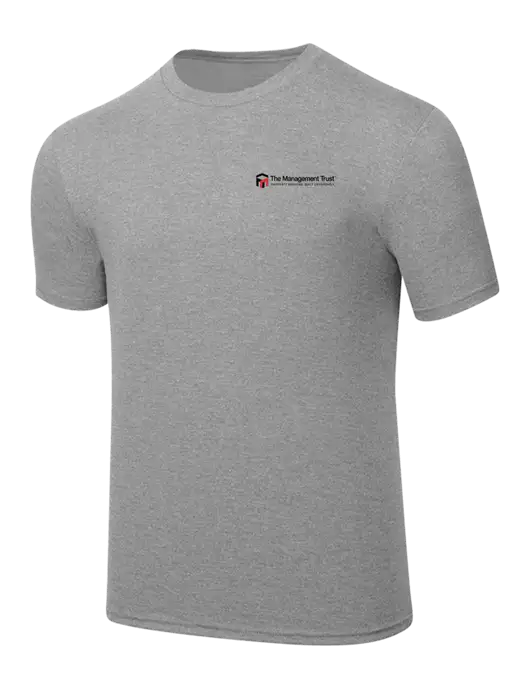 Simply Soft Heathered Light Grey 4.5oz  Poly/Combed Ring Spun Cotton T-Shirt w/The Management Trust Logo