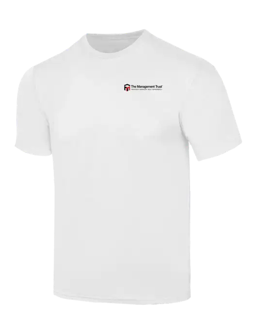 Simply Soft White 4.5oz  Poly/Combed Ring Spun Cotton T-Shirt w/The Management Trust Logo