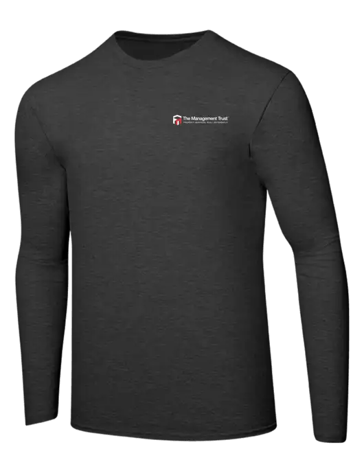 Ring Spun Dark Heather Grey 4.5 oz Long Sleeve T-Shirt w/The Management Trust Logo