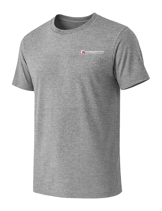 BELLA+CANVAS Heather Grey CVC Short Sleeve Tee w/The Management Trust Logo