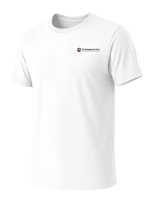BELLA+CANVAS White Blend CVC Short Sleeve Tee w/The Management Trust Logo