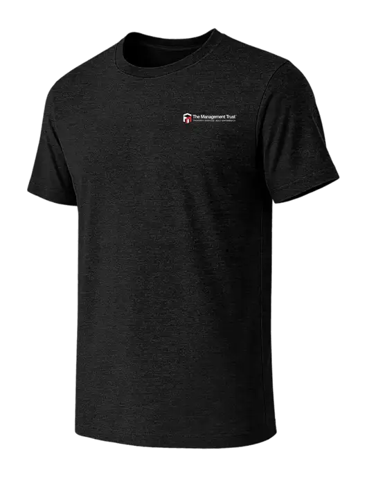 BELLA+CANVAS Black Heather CVC Short Sleeve Tee w/The Management Trust Logo