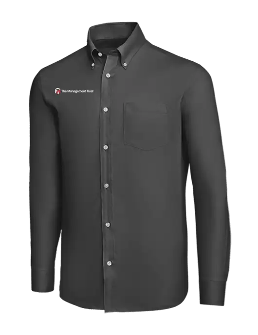 Brooks Brothers Dark Grey Wrinkle-Free Stretch Nailhead Shirt w/The Management Trust Logo