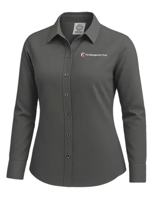 Brooks Brothers Womens Dark Grey Wrinkle-Free Stretch Nailhead Shirt w/The Management Trust Logo