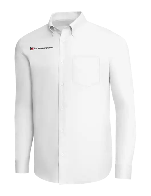 Brooks Brothers White Wrinkle-Free Stretch Pinpoint Shirt w/The Management Trust Logo