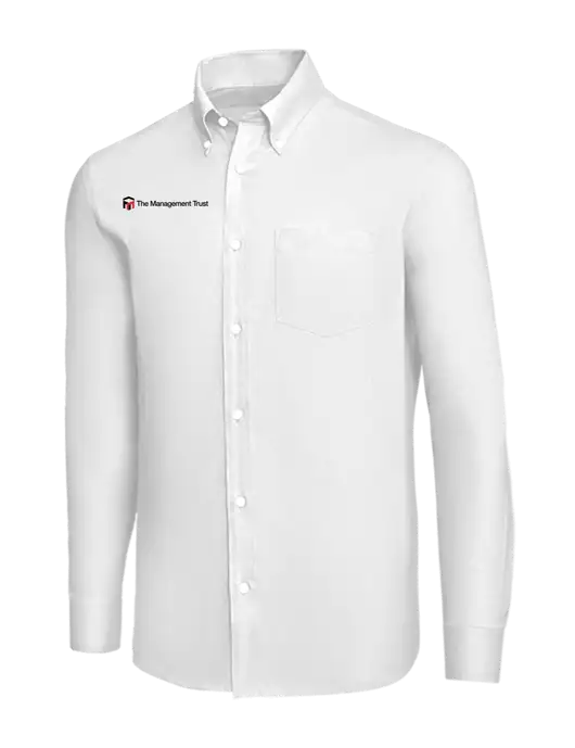 Brooks Brothers White Wrinkle-Free Stretch Nailhead Shirt w/The Management Trust Logo
