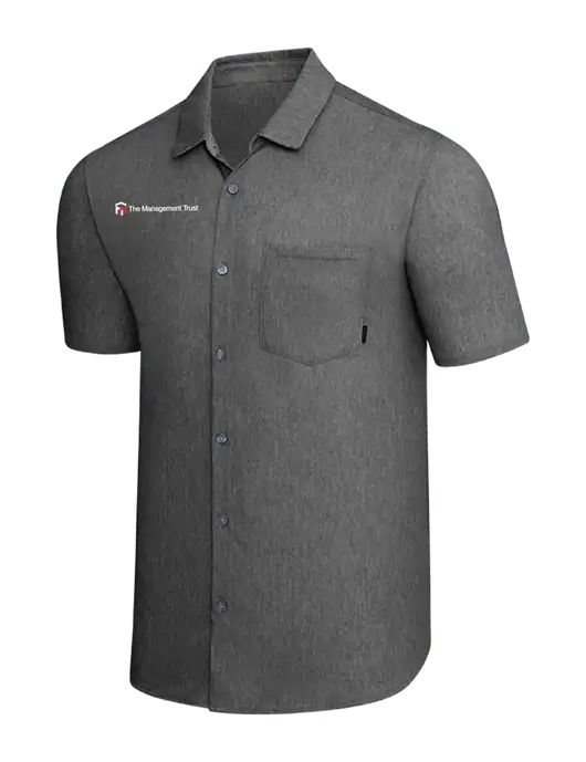 OGIO Dark Grey Heather Extend Short Sleeve Button Up Shirt w/The Management Trust Logo