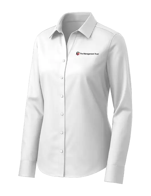 Brooks Brothers Womens White Wrinkle-Free Stretch Pinpoint Shirt w/The Management Trust Logo