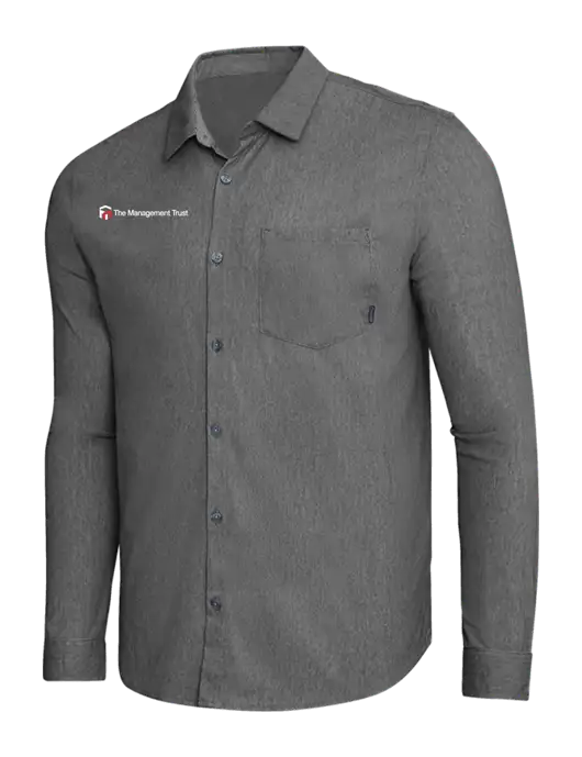OGIO Dark Grey Heather Extend Long Sleeve Button Up Shirt w/The Management Trust Logo