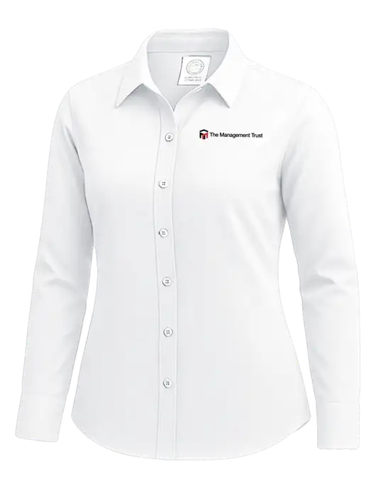 Brooks Brothers Womens White Wrinkle-Free Stretch Nailhead Shirt w/The Management Trust Logo