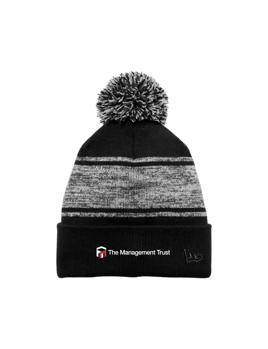 New Era Black/Charcoal Knit Chilled Pom Beanie w/The Management Trust Logo