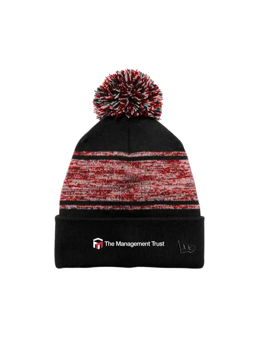 New Era Black/Red Knit Chilled Pom Beanie w/The Management Trust Logo